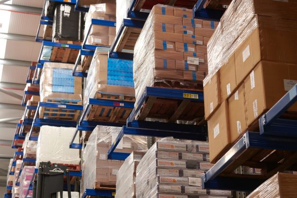 Warehouse with packages - image facing upwards