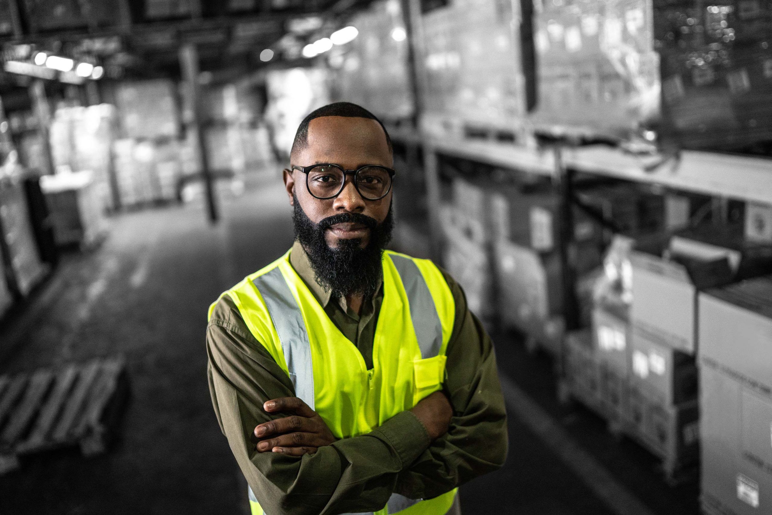 man in warehouse